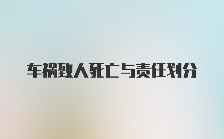 车祸致人死亡与责任划分