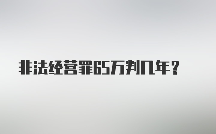 非法经营罪65万判几年？