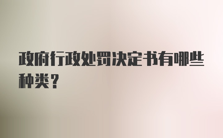 政府行政处罚决定书有哪些种类？