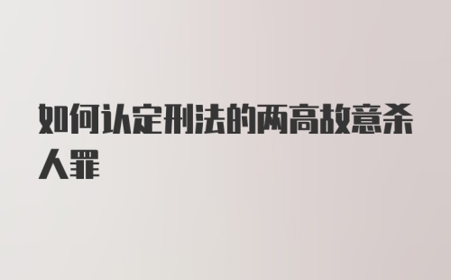 如何认定刑法的两高故意杀人罪