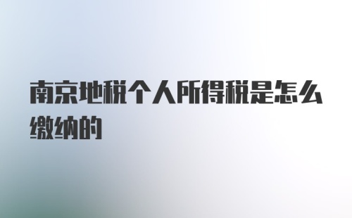 南京地税个人所得税是怎么缴纳的