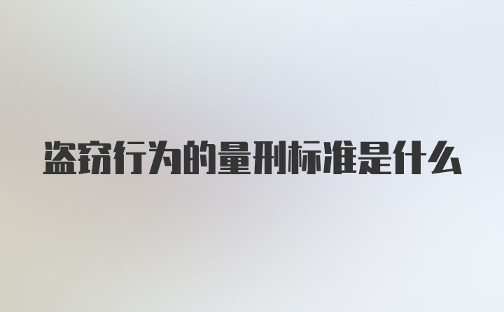 盗窃行为的量刑标准是什么