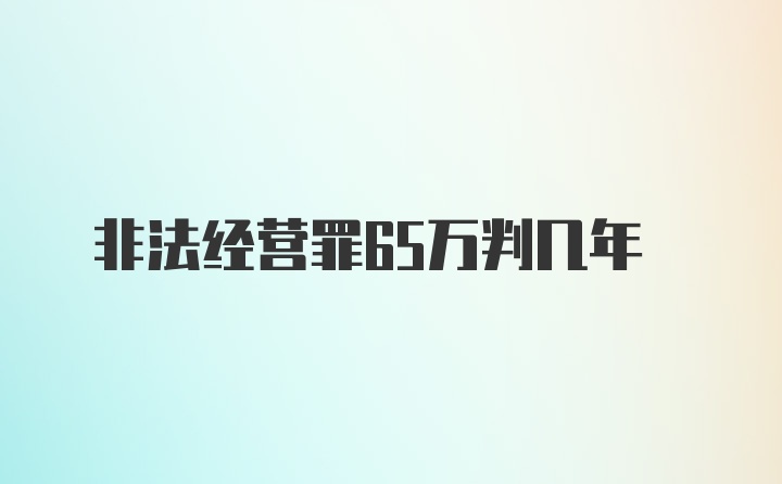 非法经营罪65万判几年