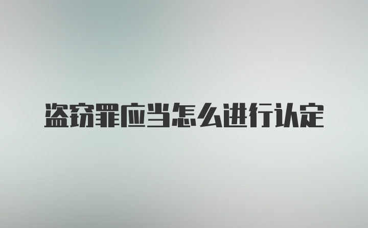 盗窃罪应当怎么进行认定