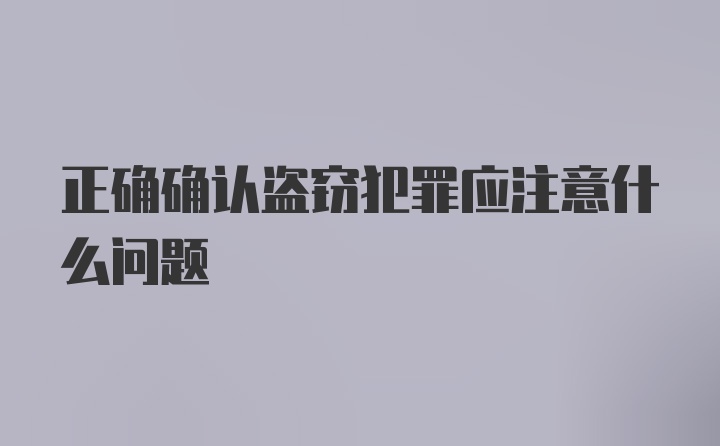 正确确认盗窃犯罪应注意什么问题