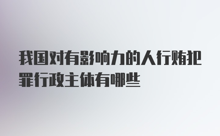 我国对有影响力的人行贿犯罪行政主体有哪些