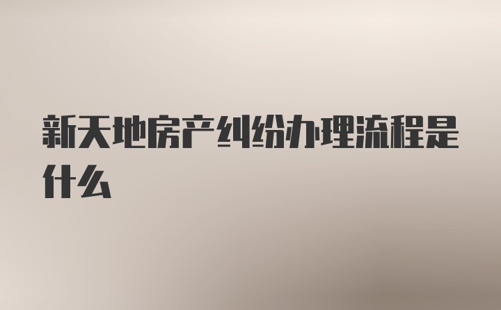 新天地房产纠纷办理流程是什么