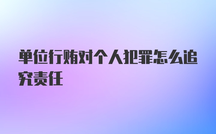 单位行贿对个人犯罪怎么追究责任