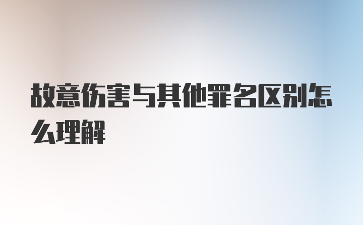 故意伤害与其他罪名区别怎么理解