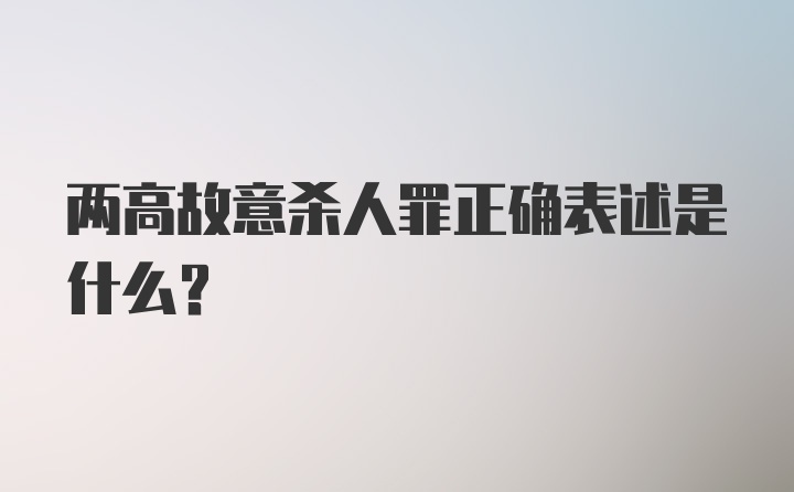 两高故意杀人罪正确表述是什么？