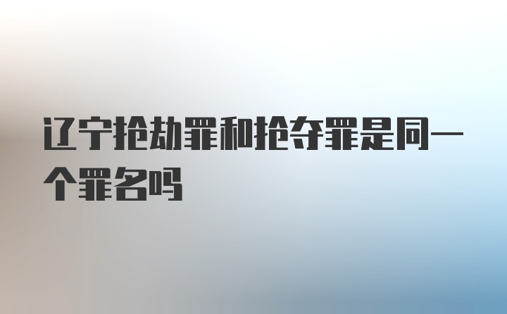 辽宁抢劫罪和抢夺罪是同一个罪名吗