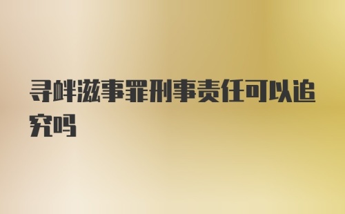 寻衅滋事罪刑事责任可以追究吗