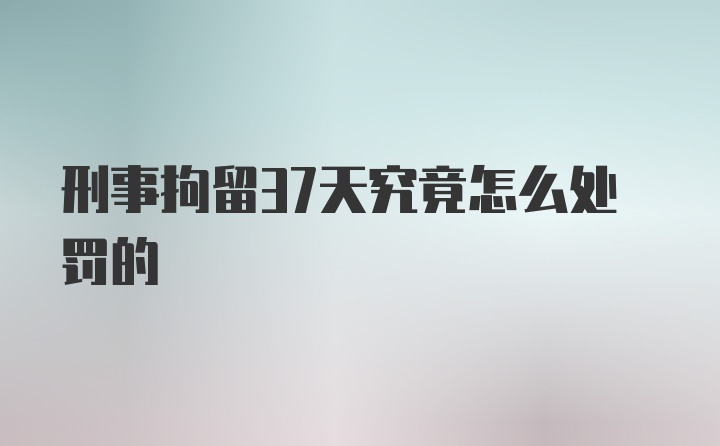 刑事拘留37天究竟怎么处罚的