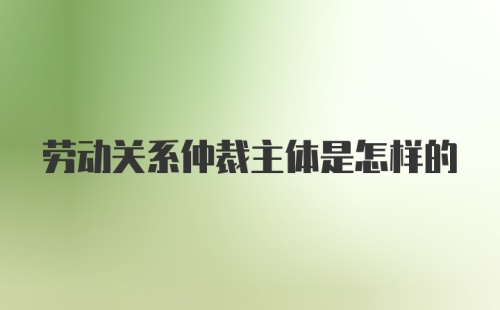 劳动关系仲裁主体是怎样的