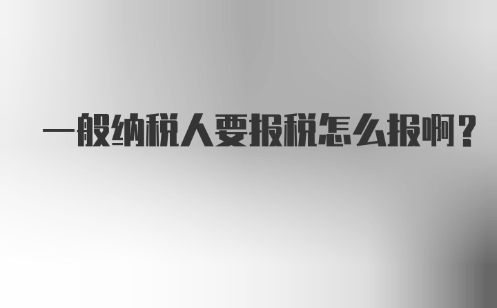 一般纳税人要报税怎么报啊？