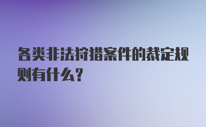 各类非法狩猎案件的裁定规则有什么？