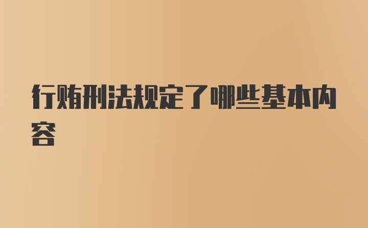 行贿刑法规定了哪些基本内容