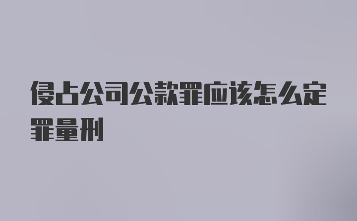 侵占公司公款罪应该怎么定罪量刑