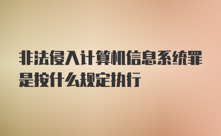 非法侵入计算机信息系统罪是按什么规定执行