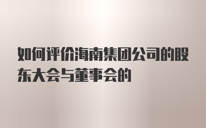 如何评价海南集团公司的股东大会与董事会的