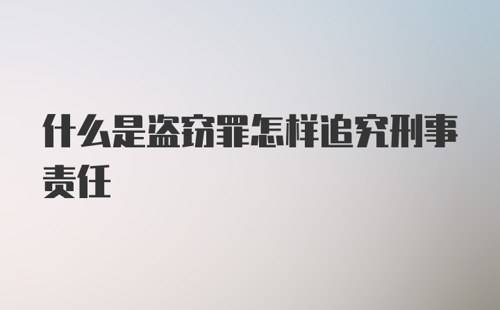 什么是盗窃罪怎样追究刑事责任