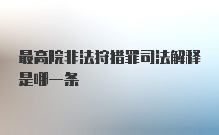 最高院非法狩猎罪司法解释是哪一条