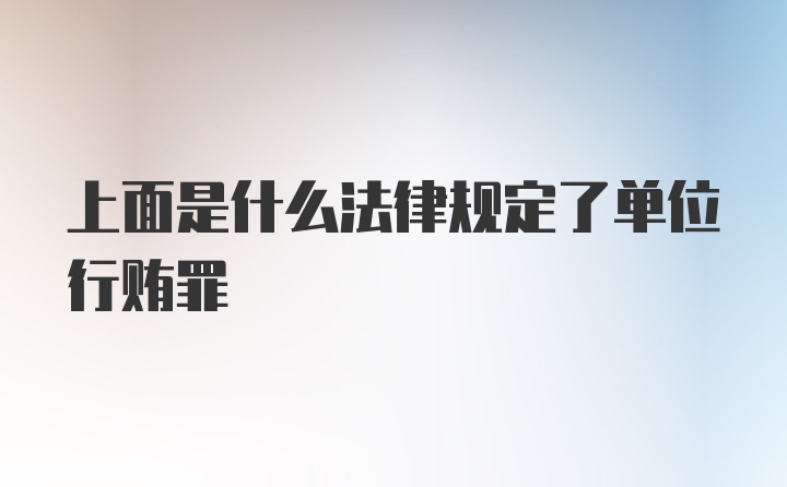 上面是什么法律规定了单位行贿罪