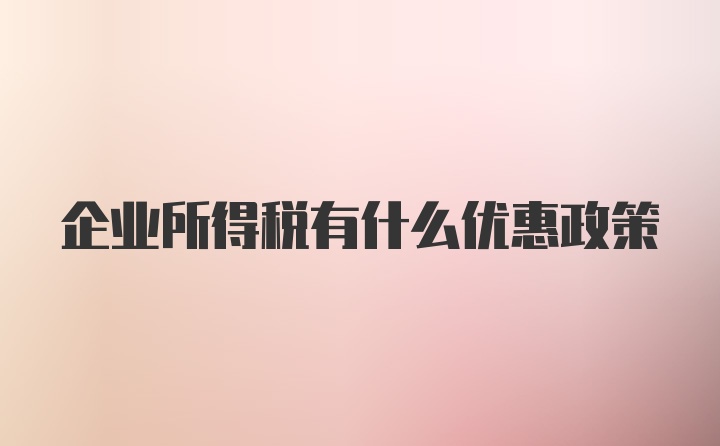 企业所得税有什么优惠政策