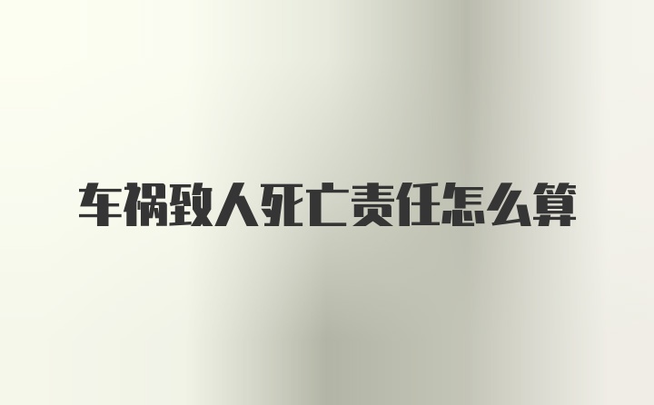 车祸致人死亡责任怎么算