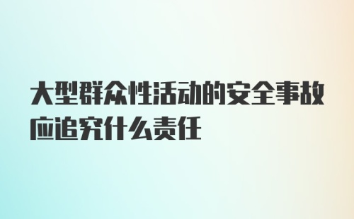 大型群众性活动的安全事故应追究什么责任