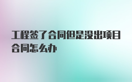 工程签了合同但是没出项目合同怎么办