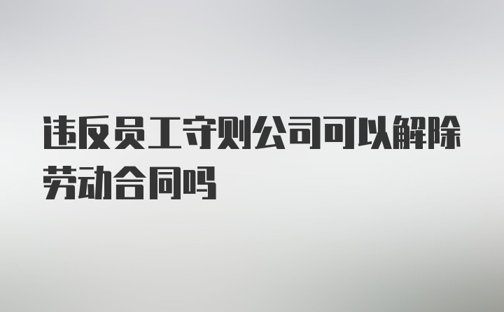 违反员工守则公司可以解除劳动合同吗