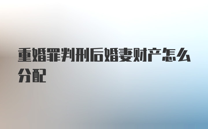 重婚罪判刑后婚妻财产怎么分配