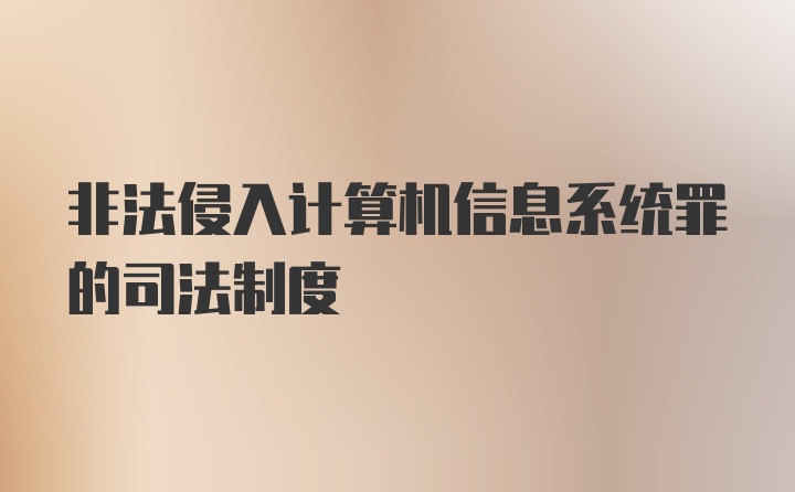 非法侵入计算机信息系统罪的司法制度