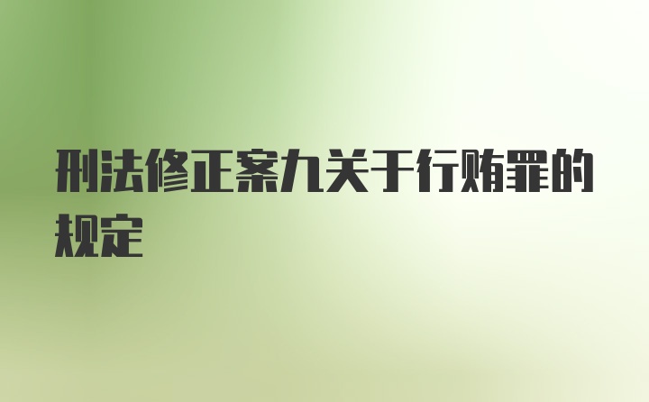 刑法修正案九关于行贿罪的规定