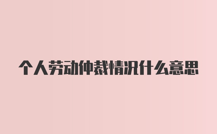 个人劳动仲裁情况什么意思