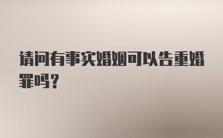 请问有事实婚姻可以告重婚罪吗？