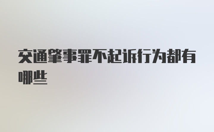 交通肇事罪不起诉行为都有哪些