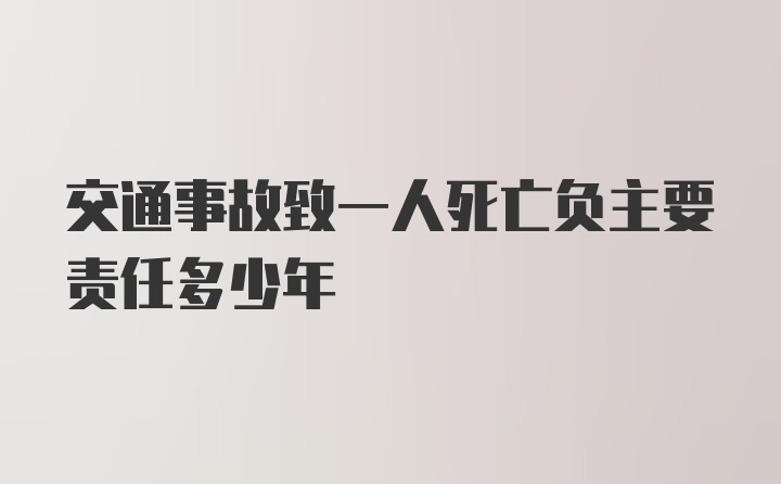 交通事故致一人死亡负主要责任多少年