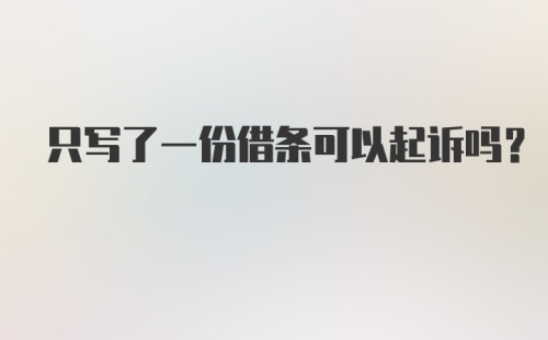 只写了一份借条可以起诉吗?