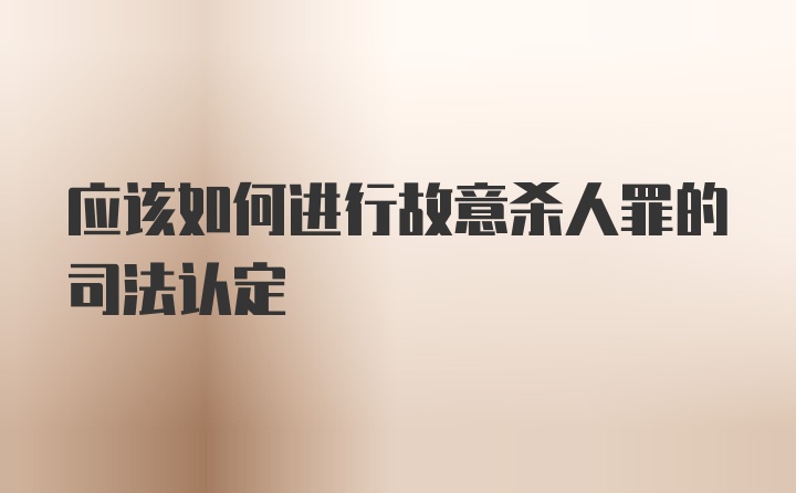 应该如何进行故意杀人罪的司法认定