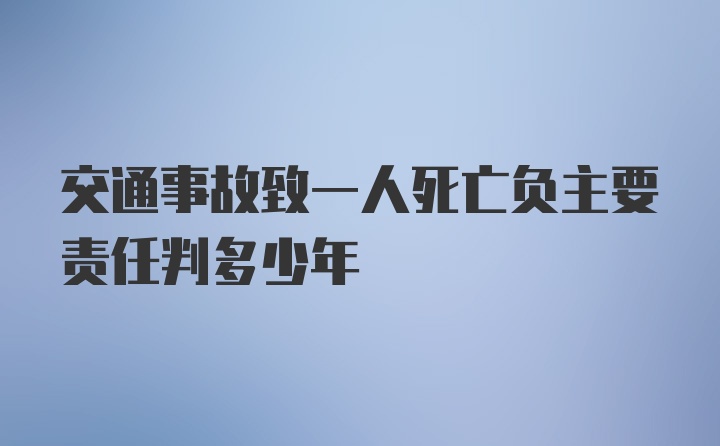 交通事故致一人死亡负主要责任判多少年