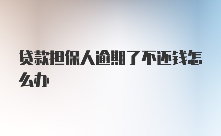 贷款担保人逾期了不还钱怎么办