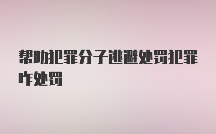 帮助犯罪分子逃避处罚犯罪咋处罚