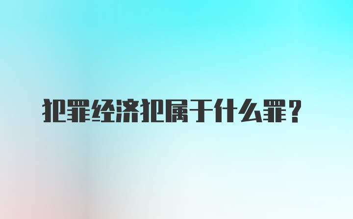 犯罪经济犯属于什么罪？