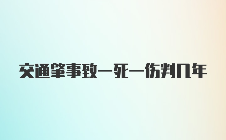 交通肇事致一死一伤判几年