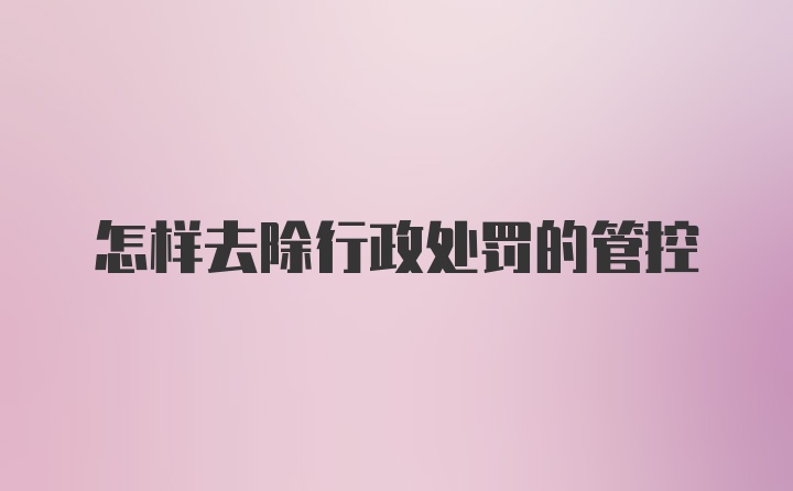 怎样去除行政处罚的管控