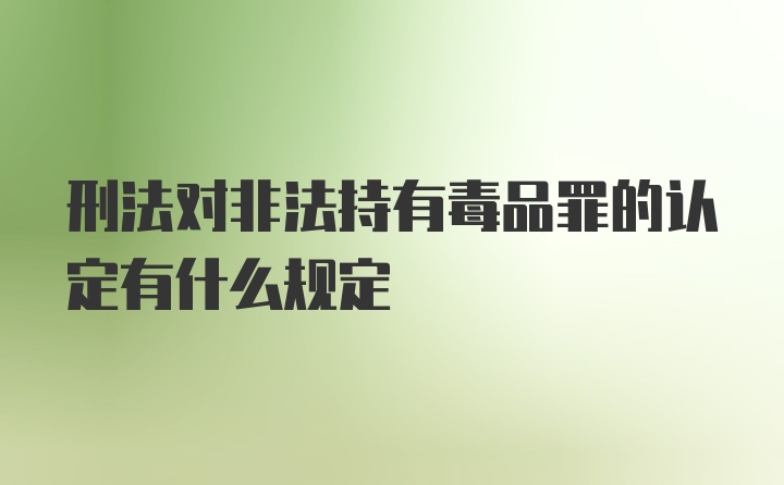 刑法对非法持有毒品罪的认定有什么规定