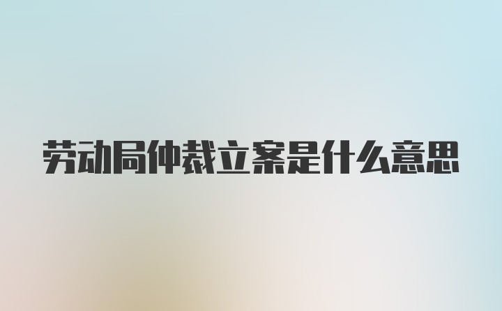 劳动局仲裁立案是什么意思