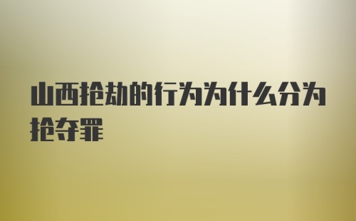 山西抢劫的行为为什么分为抢夺罪